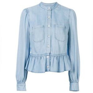 Frame Denim Double Pocket Peplum Blouse (S)